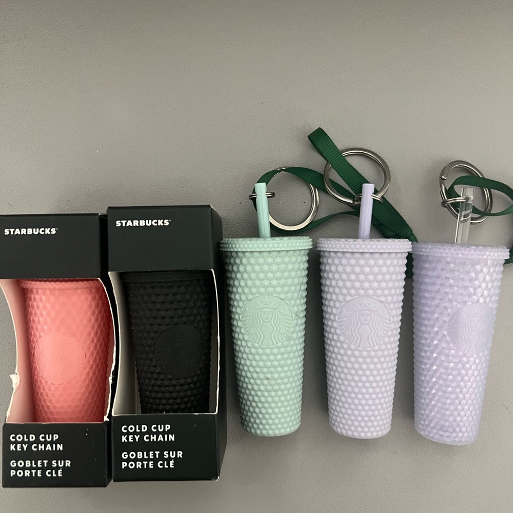 Starbucks Textured Cold Cup Keychains in Pink, Black, Mint, and Lavender